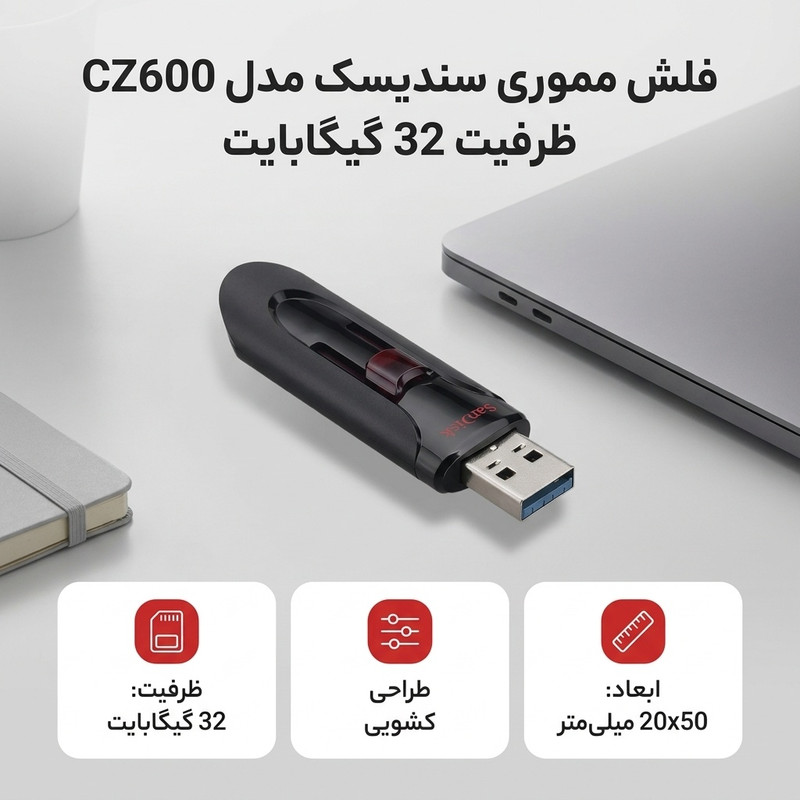 فلش مموری سندیسک مدل CZ600 ظرفیت 32 گیگابایت