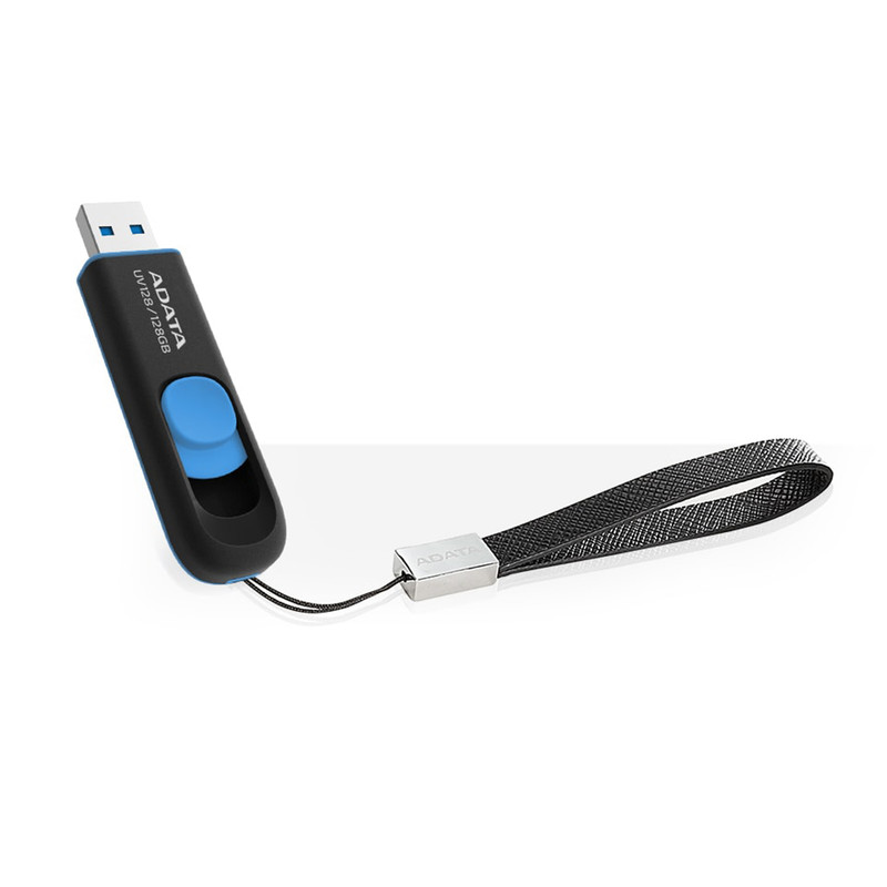 فلش مموری کشویی ایدیتا مدل DashDrive UV128 ظرفیت 128GB، رابط USB 3.0 با سرعت خواندن 90 و نوشتن 40 مگابایت بر ثانیه، طراحی بدون درپوش و بدنه مات ضدخش و گردوغبار