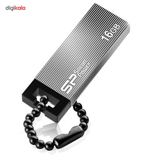 فلش مموری سیلیکون پاور Touch 835 ظرفیت 16GB، مقاوم در برابر خش و ضربه، بدنه فلزی سندبلاست شده، طراحی بدون درپوش، وزن سبک و گارانتی مادامالعمر