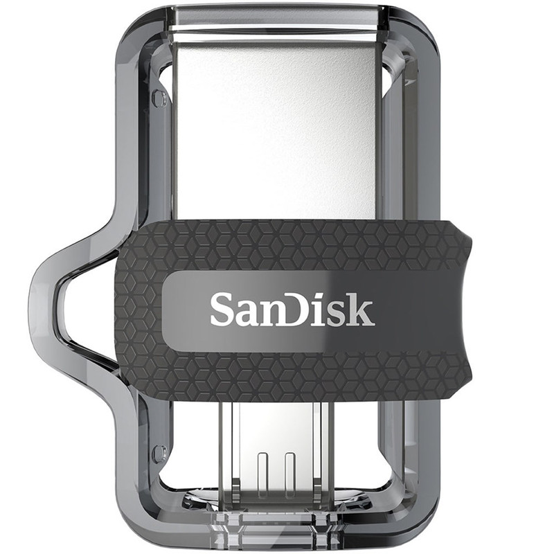 فلش‌مموری سن دیسک مدل Ultra Dual Drive M3.0 ظرفیت 256 گیگابایت با رابط USB3.0 و microUSB، سرعت خواندن تا 150 مگابایت بر ثانیه، طراحی کشویی و پشتیبانی از اپلیکیشن SanDisk Memory Zone