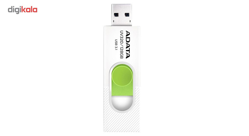 فلش مموری ای دیتا مدل UV320 ظرفیت 128 گیگابایت با درگاه USB 3.1 کشویی و سازگار با ویندوز، مک و لینوکس، انتقال داده با سرعت 10 گیگابیت بر ثانیه و طراحی جمع‌وجور