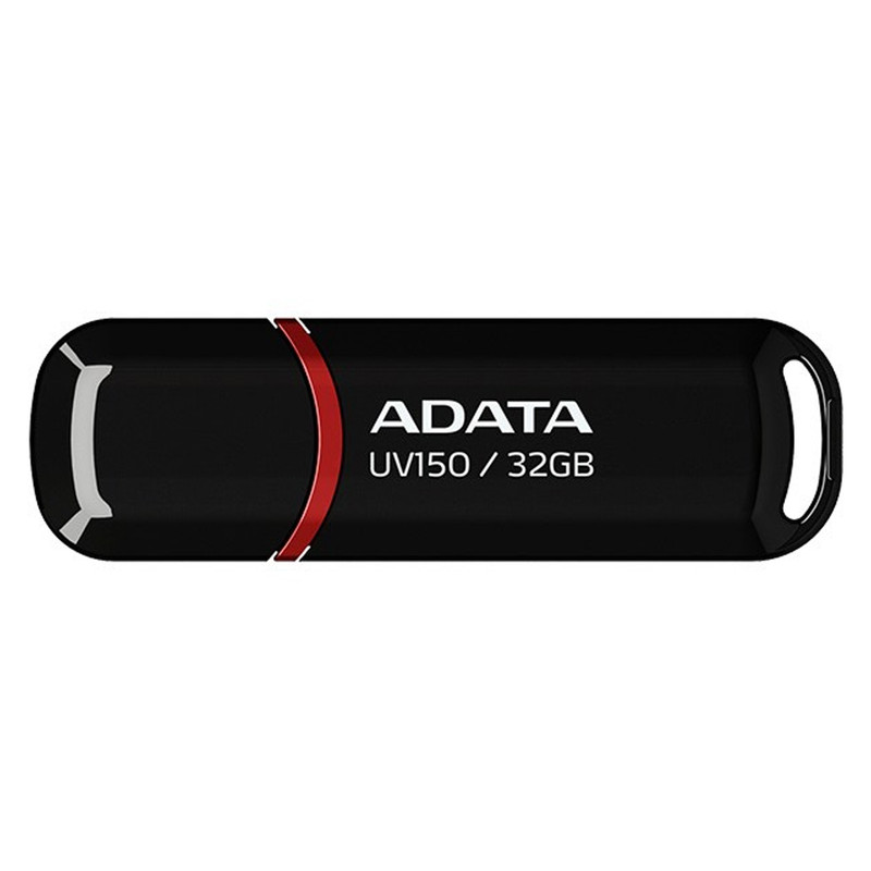 فلش مموری ای دیتا مدل UV150 ظرفیت 32 گیگابایت با رابط USB 3.2 Gen1، سرعت خواندن 90 مگابایت بر ثانیه، سرعت نوشتن 40 مگابایت بر ثانیه، طراحی درپوش‌دار و سازگار با ویندوز، مک و لینوکس