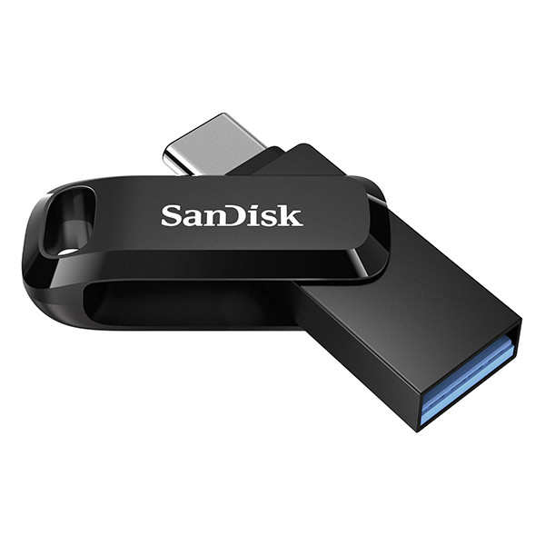 فلش مموری سن دیسک Ultra Dual Drive Go ظرفیت 256 گیگابایت با دو رابط USB Type-C و USB Type-A، طراحی چرخشی، سرعت خواندن 150 مگابایت بر ثانیه، سازگار با کامپیوتر، لپتاپ، تبلت و گوشی موبایل