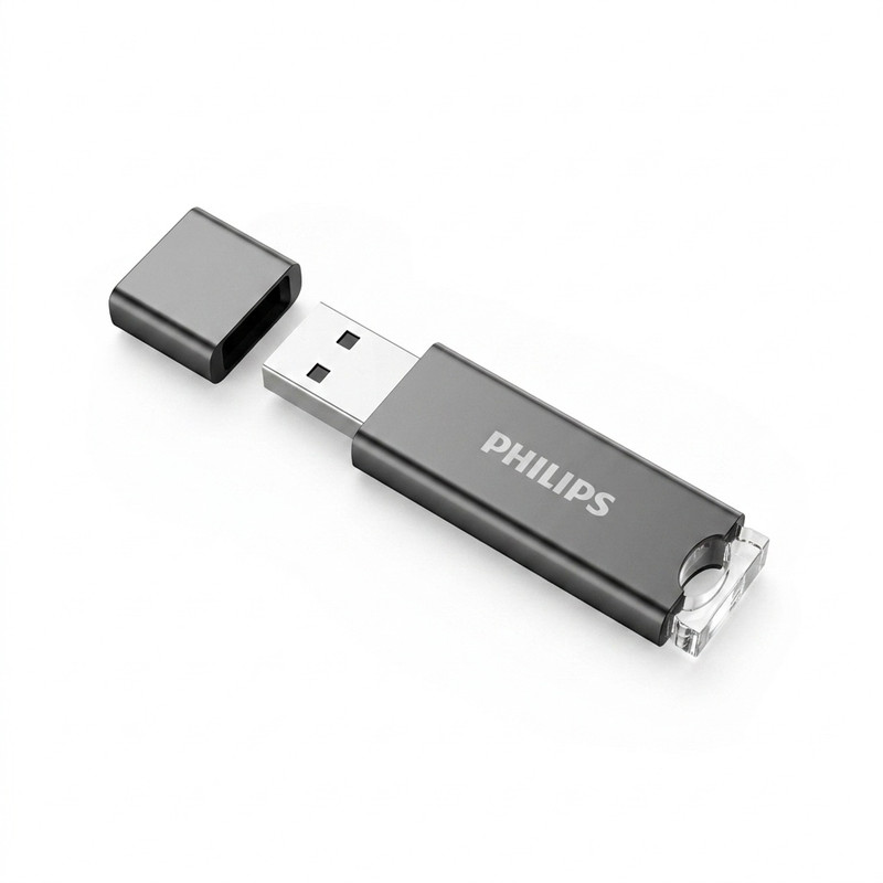 فلش مموری فیلیپس FM10UA ظرفیت 32 گیگابایت با رابط USB 2.0، سازگار با ویندوز، مک و لینوکس، سرعت خواندن 30 مگابایت بر ثانیه، سرعت نوشتن 15 مگابایت بر ثانیه، ضد خش و ضد اثر انگشت