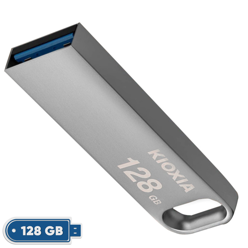 فلشمموری 128 گیگابایت کیوکسیا مدل U366 با بدنه فلزی، رابط USB 3.2، سرعت انتقال 200 مگابایت بر ثانیه، مقاوم در برابر ضربه و قابلیت اتصال به بند کلید