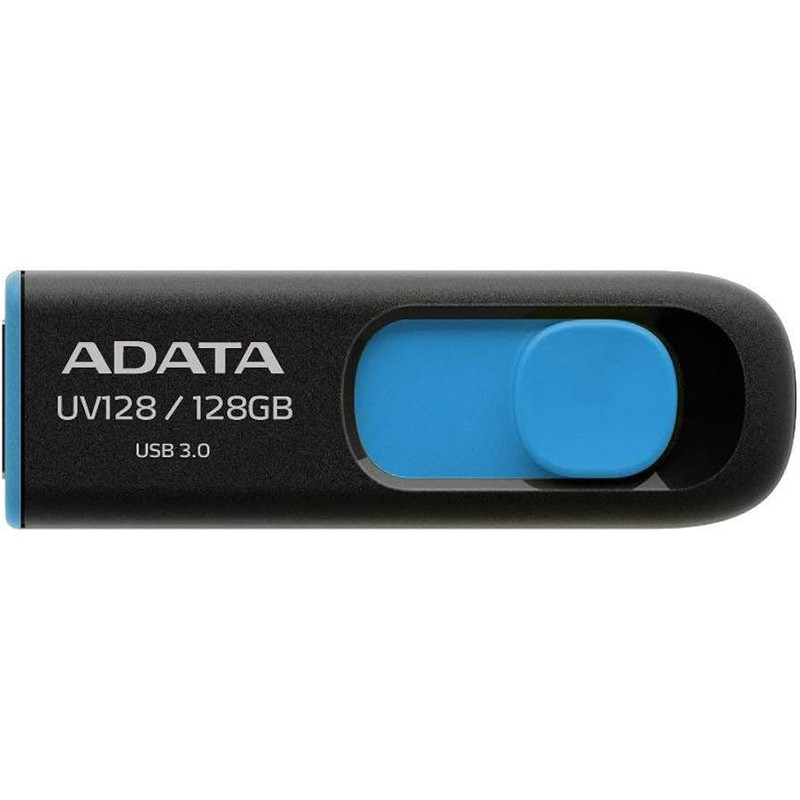 فلش مموری کشویی ایدیتا مدل DashDrive UV128 ظرفیت 128GB، رابط USB 3.0 با سرعت خواندن 90 و نوشتن 40 مگابایت بر ثانیه، طراحی بدون درپوش و بدنه مات ضدخش و گردوغبار