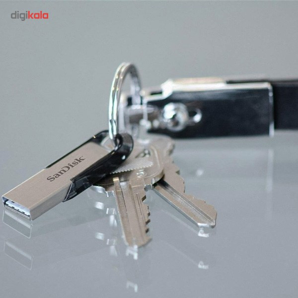 فلش مموری سن دیسک Ultra Flair CZ73 ظرفیت 64 گیگابایت با رابط USB 3.0 و بدنه فلزی مقاوم، سرعت انتقال 150 مگابایت بر ثانیه و سازگار با انواع سیستم‌عامل‌ها و دستگاه‌ها