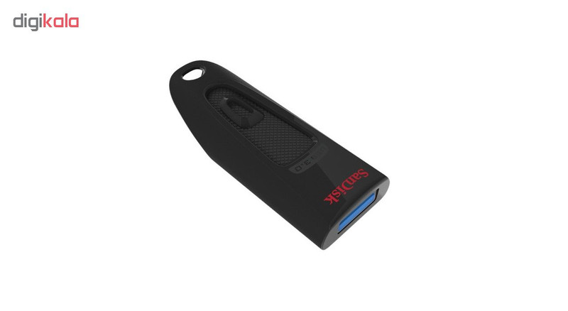 فلش مموری کشویی سن دیسک مدل CZ48 ظرفیت 128 گیگابایت با رابط USB 3.0، سرعت انتقال تا 100 مگابایت بر ثانیه، سازگار با USB 2.0 و قابلیت رمزنگاری اطلاعات