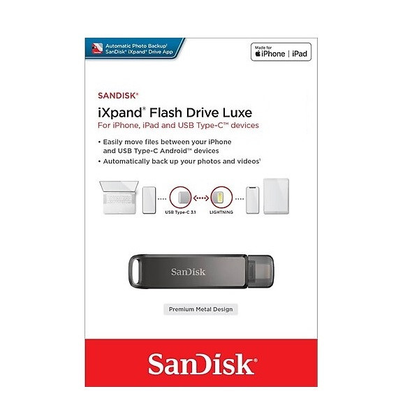 فلش مموری لایتنینگ و USB3.1 سن دیسک مدل IXPAND LUXE ظرفیت 64 گیگابایت