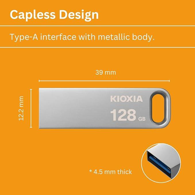 فلشمموری 128 گیگابایت کیوکسیا مدل U366 با بدنه فلزی، رابط USB 3.2، سرعت انتقال 200 مگابایت بر ثانیه، مقاوم در برابر ضربه و قابلیت اتصال به بند کلید