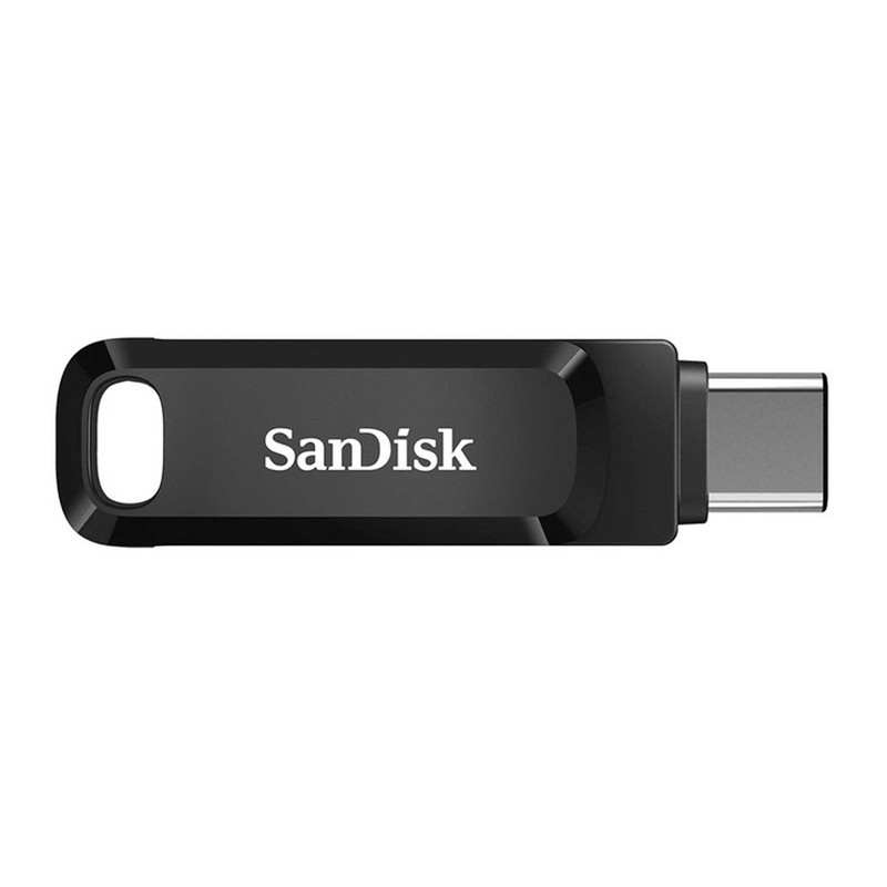 فلش مموری دو رابط سن دیسک مدل Ultra Dual Drive Go ظرفیت 128 گیگابایت با USB 3.2 Gen1، طراحی چرخشی، بدنه فلزی، سازگار با گوشی، تبلت، کامپیوتر و تلویزیون