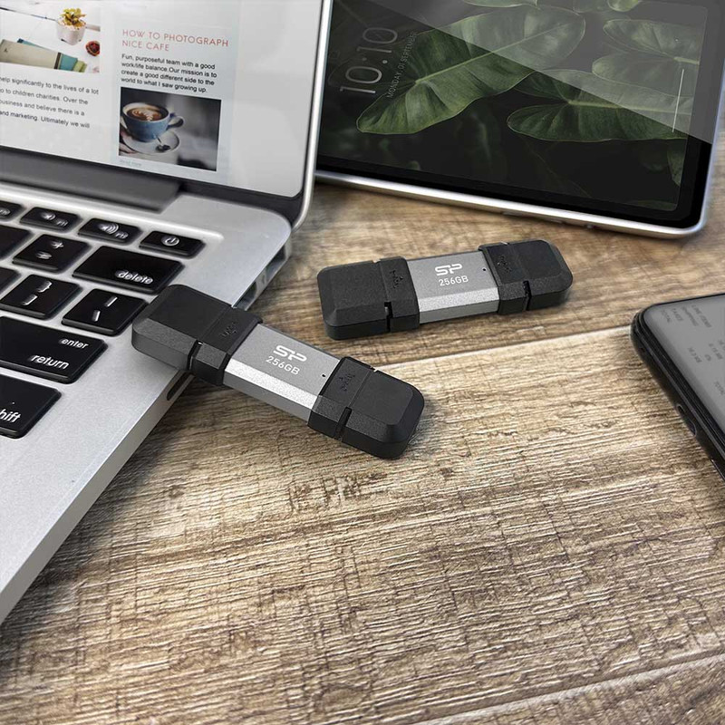 فلش مموری OTG سیلیکون پاور مدل C51 ظرفیت 128 گیگابایت با رابط USB3.2 Type-A و Type-C، مقاوم در برابر ضربه، شوک و گرد و غبار، مناسب تلفن همراه و لپتاپ