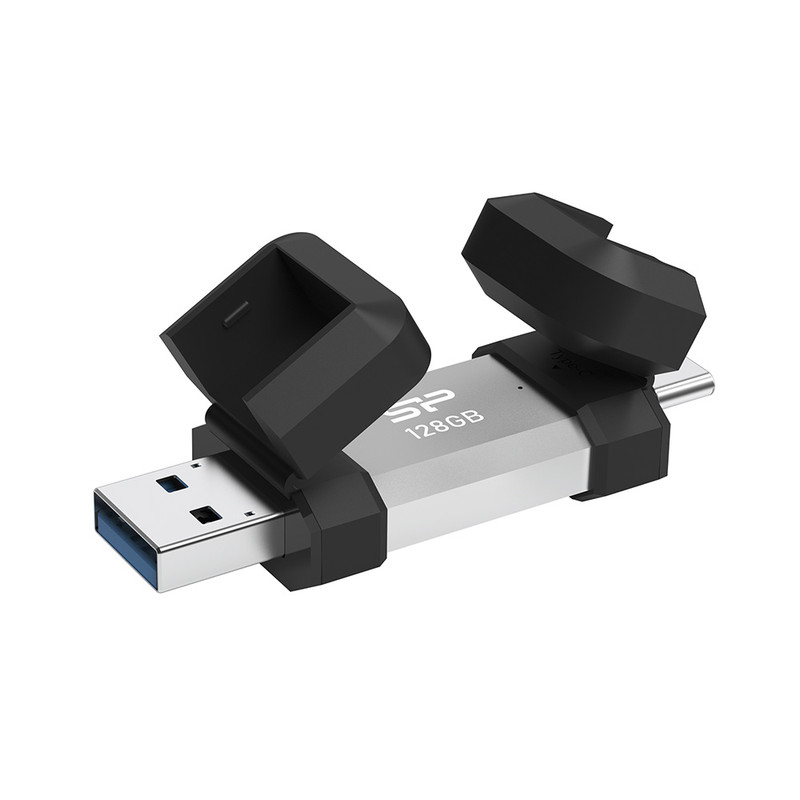 فلش مموری OTG سیلیکون پاور مدل C51 ظرفیت 128 گیگابایت با رابط USB3.2 Type-A و Type-C، مقاوم در برابر ضربه، شوک و گرد و غبار، مناسب تلفن همراه و لپتاپ