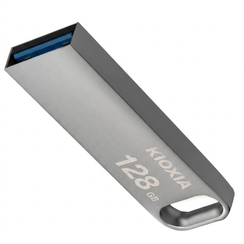 فلش‌مموری 128 گیگابایت کیوکسیا مدل U366 با بدنه فلزی، رابط USB 3.2، سرعت انتقال 200 مگابایت بر ثانیه، مقاوم در برابر ضربه و قابلیت اتصال به بند کلید