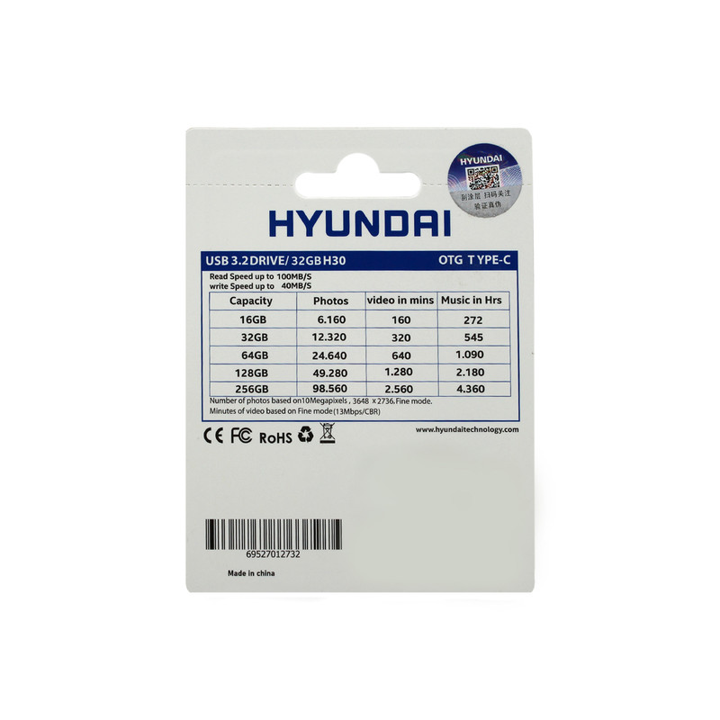 فلش مموری هیوندای مدل H30 3.2 ظرفیت 32 گیگابایت با رابط USB 3.2