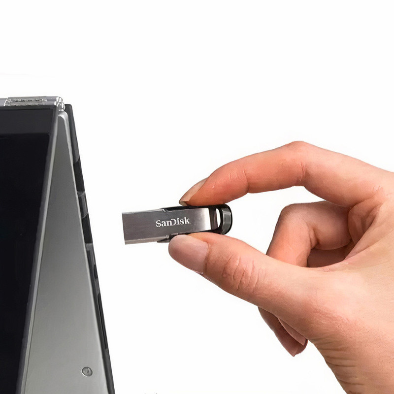 فلش مموری سن دیسک مدل Ultra Flair CZ73 ظرفیت 16 گیگابایت با بدنه فلزی، پورت USB 3.0، سازگار با USB 2.0 و قابلیت رمزگذاری فایلها