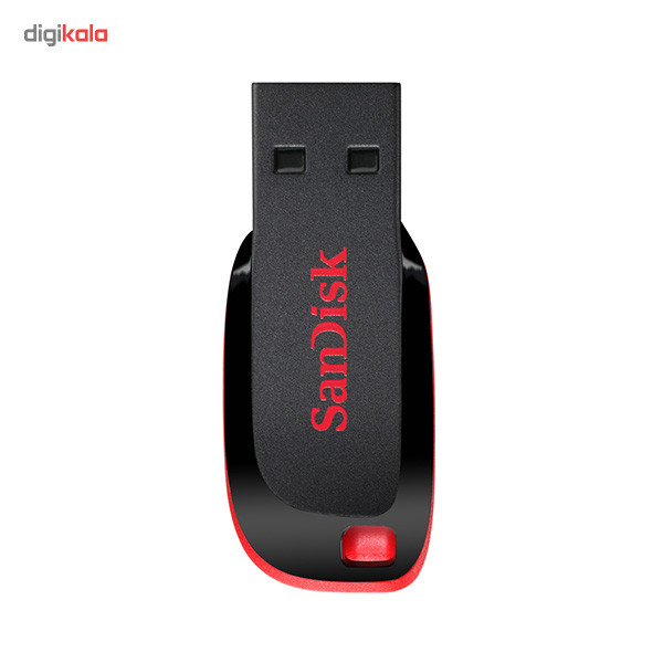 فلش مموری 64 گیگابایت سن دیسک مدل Cruzer Blade CZ50 با رابط USB 2.0، بدنه مات مقاوم در برابر اثر انگشت، قابلیت رمزگذاری نرم‌افزاری و شیار اتصال بند