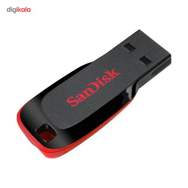 فلش مموری 64 گیگابایت سن دیسک مدل Cruzer Blade CZ50 با رابط USB 2.0، بدنه مات مقاوم در برابر اثر انگشت، قابلیت رمزگذاری نرم‌افزاری و شیار اتصال بند