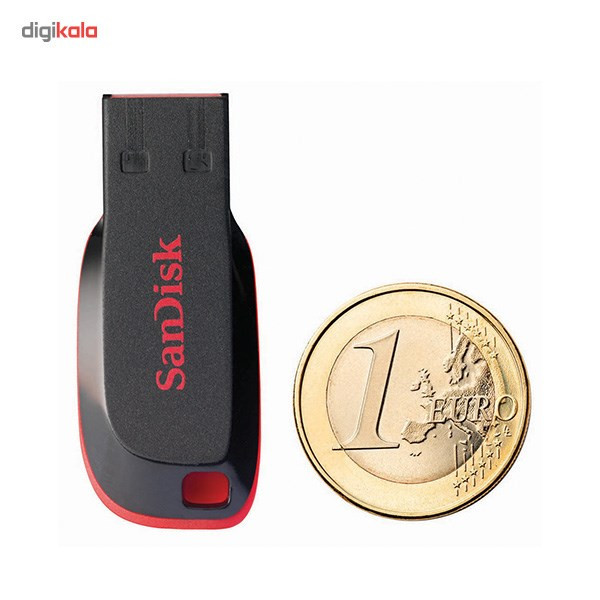 فلش مموری 64 گیگابایت سن دیسک مدل Cruzer Blade CZ50 با رابط USB 2.0، بدنه مات مقاوم در برابر اثر انگشت، قابلیت رمزگذاری نرم‌افزاری و شیار اتصال بند