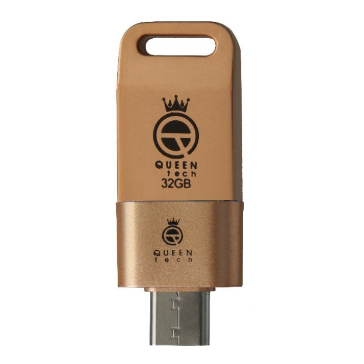 فلش مموری 32 گیگابایت کوئین تک مدل UNIQUE C-PLUS با طراحی ساده و مبدل USB-C