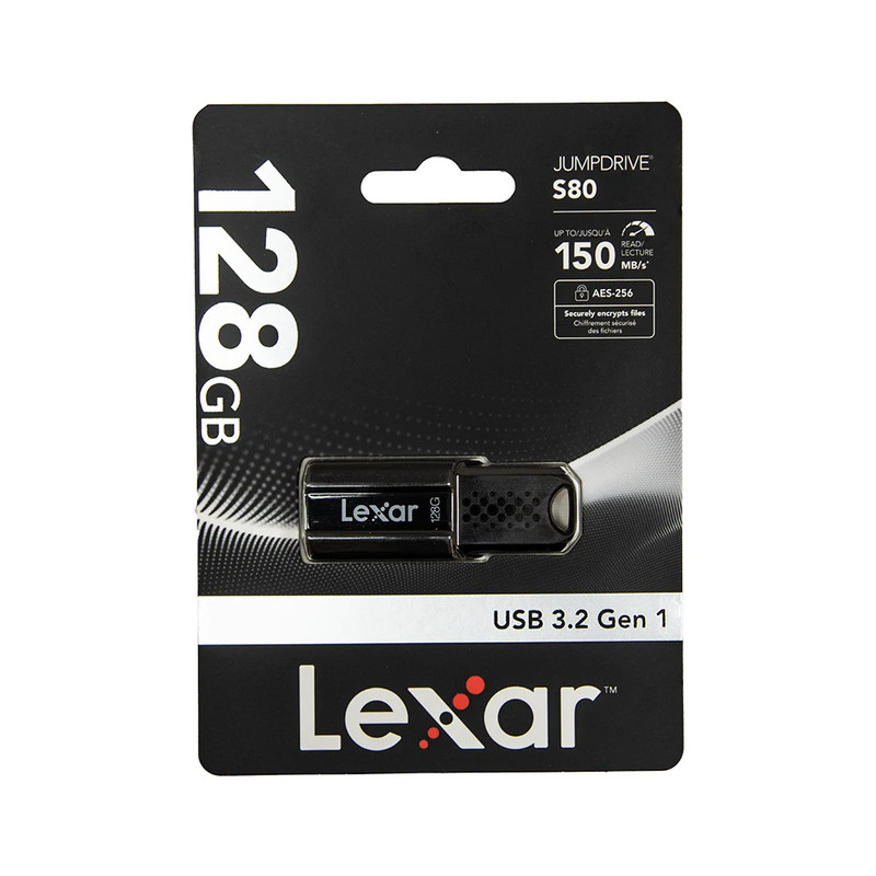 فلش مموری لکسار مدل S80 ظرفیت 128 گیگابایت با رابط USB 3.2 GEN1