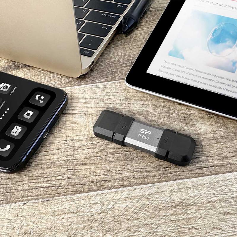 فلش مموری OTG سیلیکون پاور مدل C51 ظرفیت 128 گیگابایت با رابط USB3.2 Type-A و Type-C، مقاوم در برابر ضربه، شوک و گرد و غبار، مناسب تلفن همراه و لپتاپ