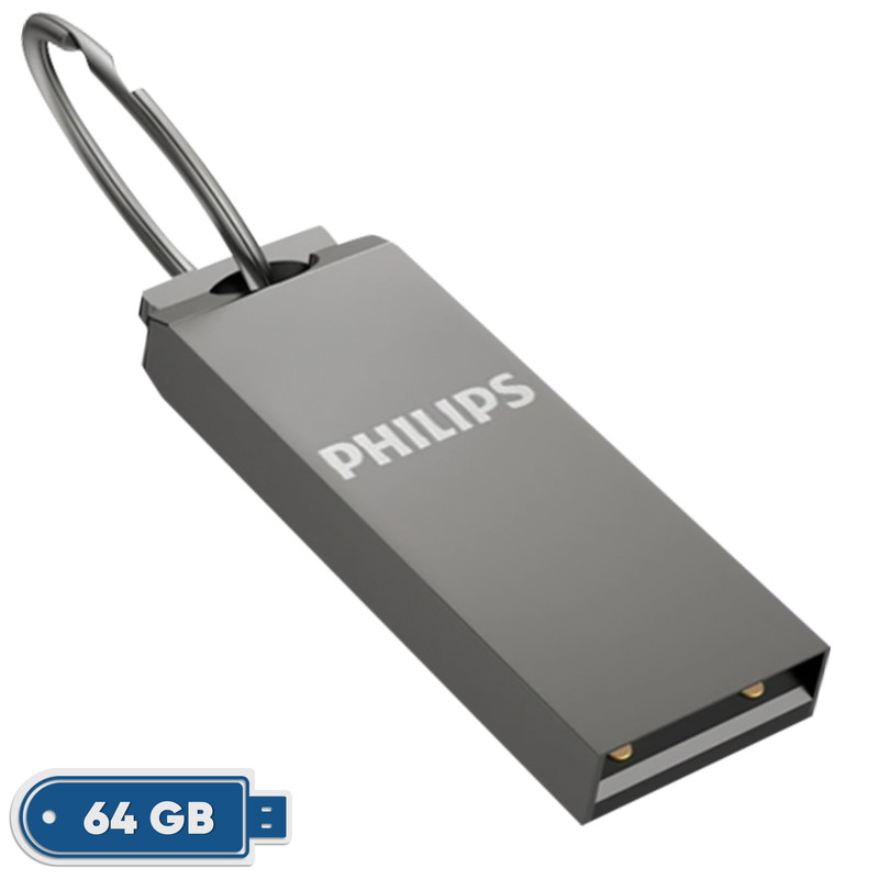 فلش مموری 64 گیگابایت فیلیپس مدل FM21UA-B با رابط USB 2.0، سرعت خواندن 30 و نوشتن 15 مگابایت بر ثانیه، سازگار با ویندوز، مک و لینوکس، بدنه ضد خش و ضد اثر انگشت