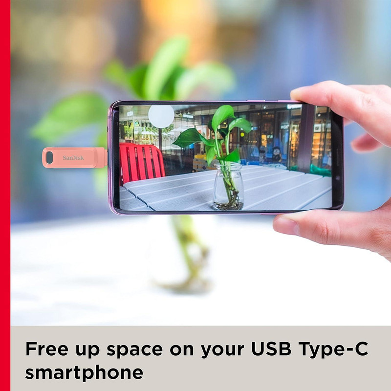 فلش مموری سن دیسک Ultra Dual Drive Go ظرفیت 256 گیگابایت با دو رابط USB Type-C و USB Type-A، طراحی چرخشی، سرعت خواندن 150 مگابایت بر ثانیه، سازگار با کامپیوتر، لپتاپ، تبلت و گوشی موبایل