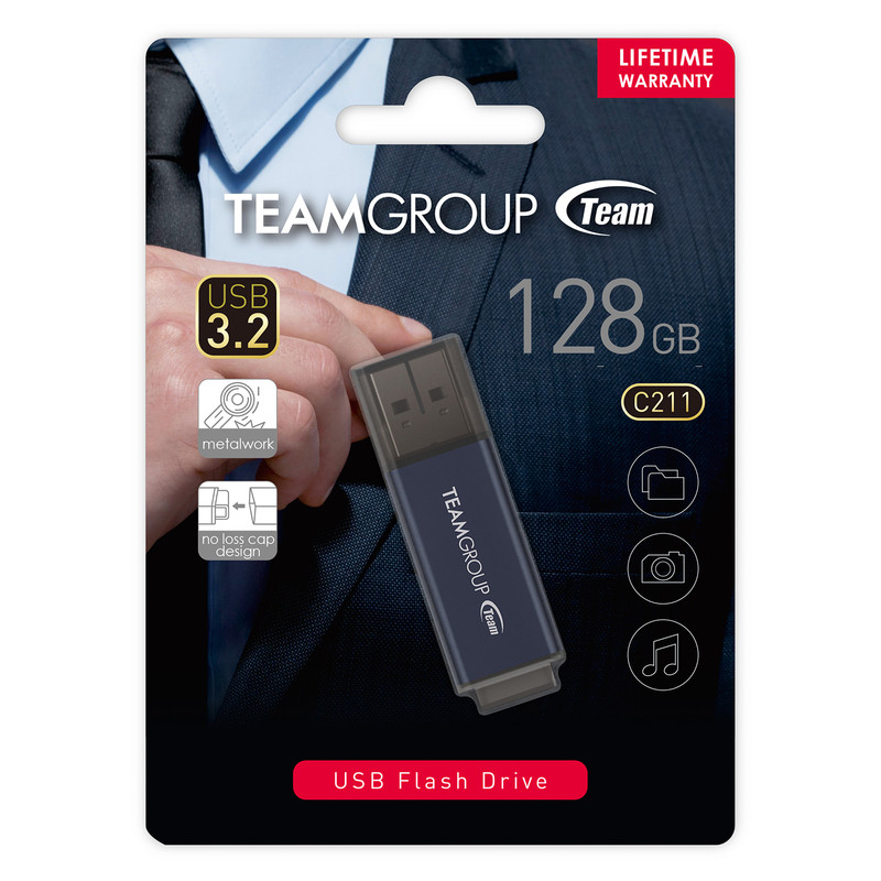 فلش مموری تیم گروپ مدل C211 ظرفیت 128 گیگابایت با رابط USB 3.1