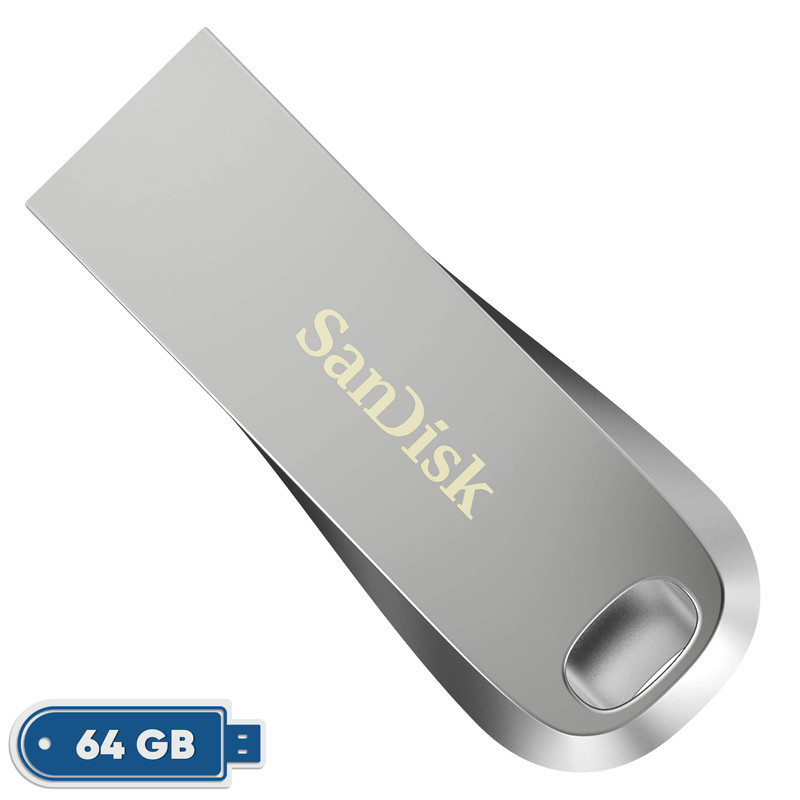 فلش مموری سن دیسک Ultra Luxe ظرفیت 64 گیگابایت با رابط USB 3.1 سرعت خواندن تا 150 مگابایت بر ثانیه، بدنه فلزی مقاوم، پشتیبانی از نرمافزار رمزگذاری اطلاعات