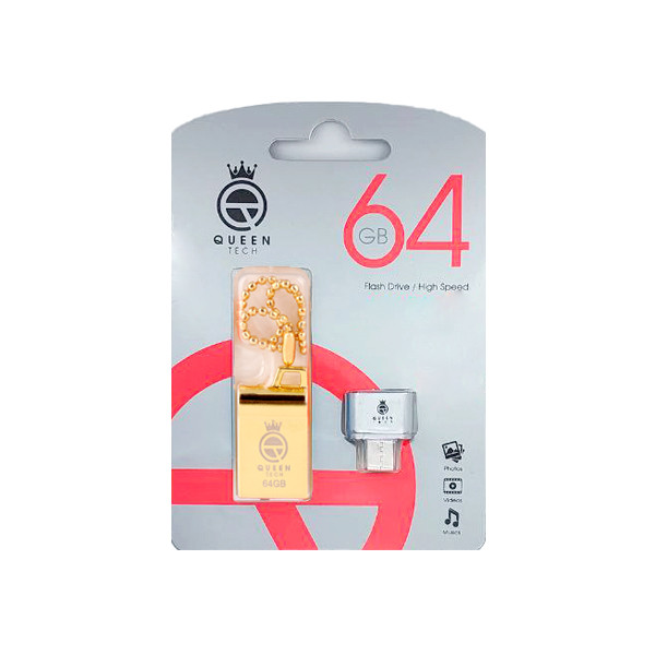 فلش مموری کوئین تک مدل MARVEL C-PLUS ظرفیت 64 گیگابایت با رابط USB 2.0 و USB Type-A، بدنه فلزی مقاوم، سرعت انتقال 30 مگابایت بر ثانیه، سازگار با موبایل، تبلت، کامپیوتر، لپتاپ و تلویزیون