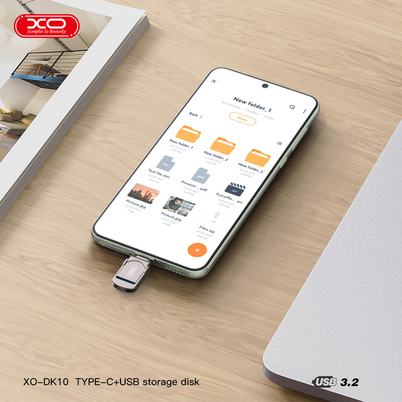 فلش مموری ایکس او مدل DK-10 ظرفیت 64 گیگابایت با رابط USB-C
