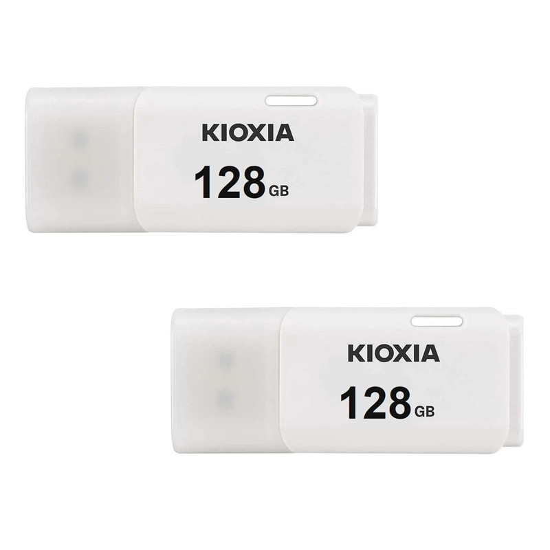 فلش مموری کیوکسیا مدل U202 ظرفیت 128 گیگابایت بسته دو عددی با رابط USB 2.0، مقاومت در برابر ضربه، طراحی ساده و ابعاد کوچک، مصرف انرژی پایین و قابلیت Plug & Play