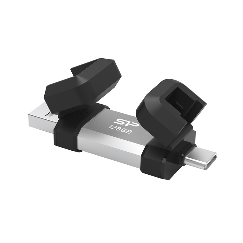 فلش مموری OTG سیلیکون پاور مدل C51 ظرفیت 128 گیگابایت با رابط USB3.2 Type-A و Type-C، مقاوم در برابر ضربه، شوک و گرد و غبار، مناسب تلفن همراه و لپتاپ