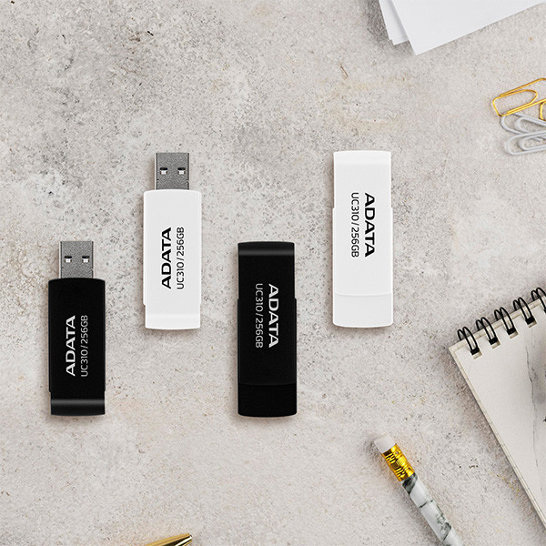 فلش مموری ای دیتا مدل UC310 ظرفیت 64 گیگابایت با رابط USB 3.2 Gen1، طراحی چرخشی، سازگار با ویندوز، مک، لینوکس، بدون نیاز به نصب درایور و مناسب استفاده در کامپیوتر، لپ‌تاپ، گوشی و تلویزیون