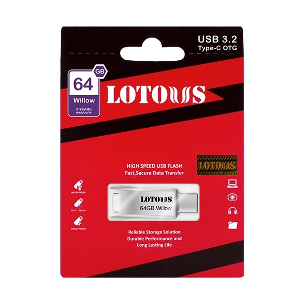 فلش مموری لوتوس مدل Willow ظرفیت 64گیگابایت بارابط Usb3.2